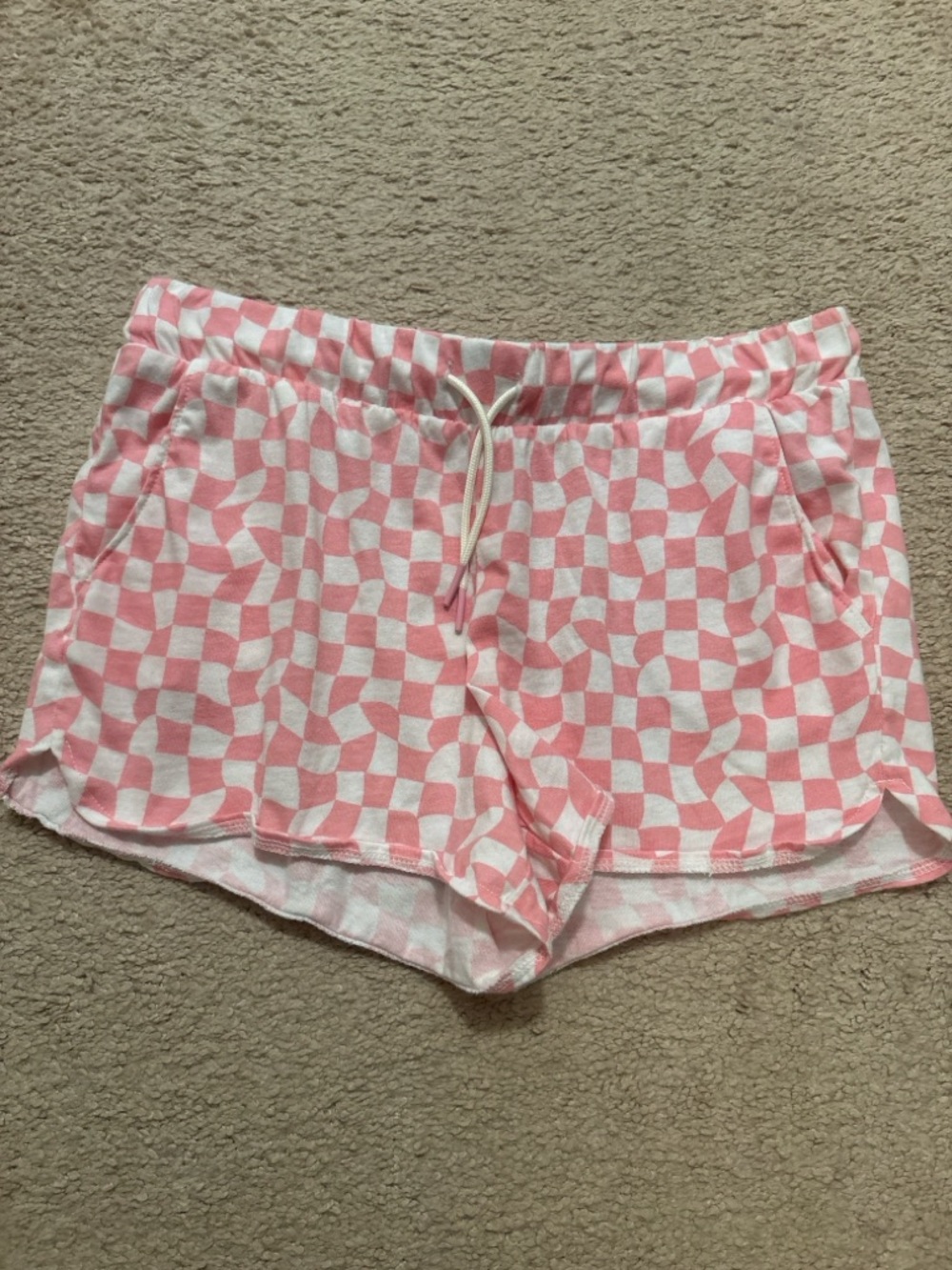 Old Navy Pink Checkered Shorts Girls XL 14-16 Drawstring